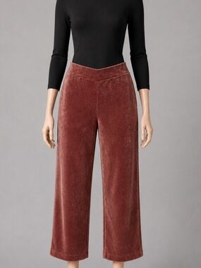 Pure Jill Velvet Wide-Leg Pants in Dusty Mauve